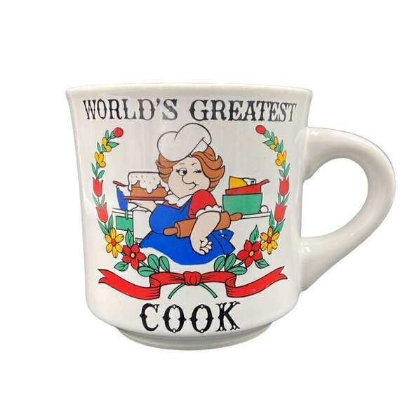Vintage 90s Worlds Greatest Cook Retro Coffee Mug Gift Idea Papel Gifts - Picture 1 of 10